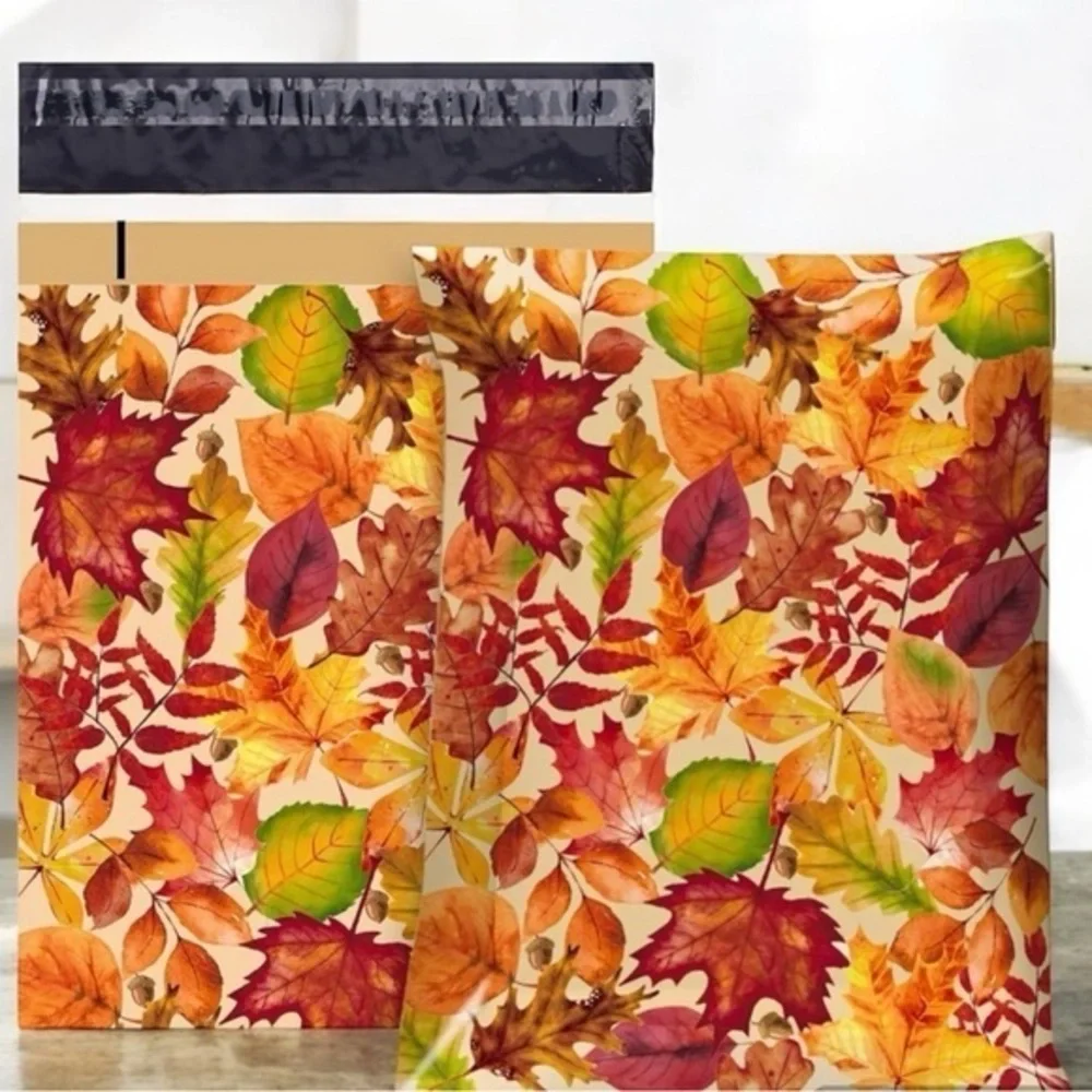 (10) 10x13 Fall Leaves Poly Mailers